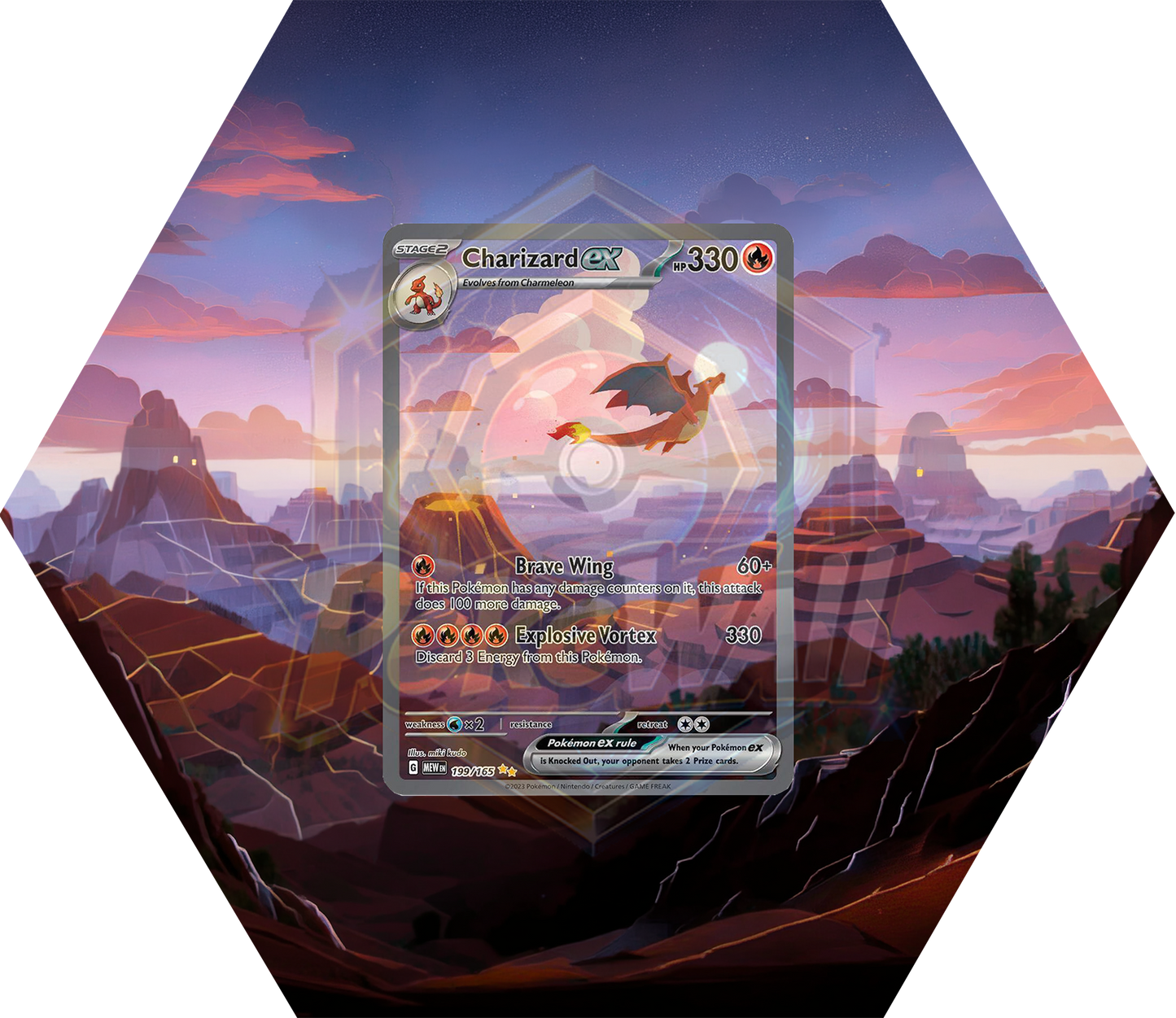 Ramka Hexagon Charizard - 151 (MEW 199)